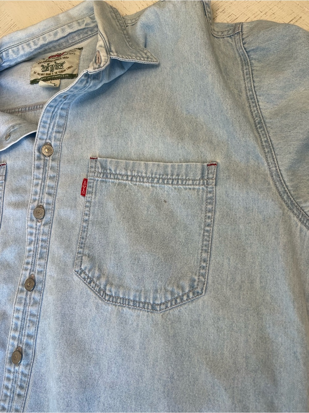 Vintage Levi's Red Tab Light Blue Denim Shirt - Picture 5 of 9